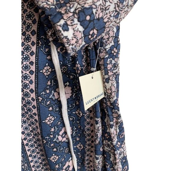 Lucky Brand Women's Size XS Printed Short Sleeve Peasant Top Boho Cottage Core - Picture 11 of 14